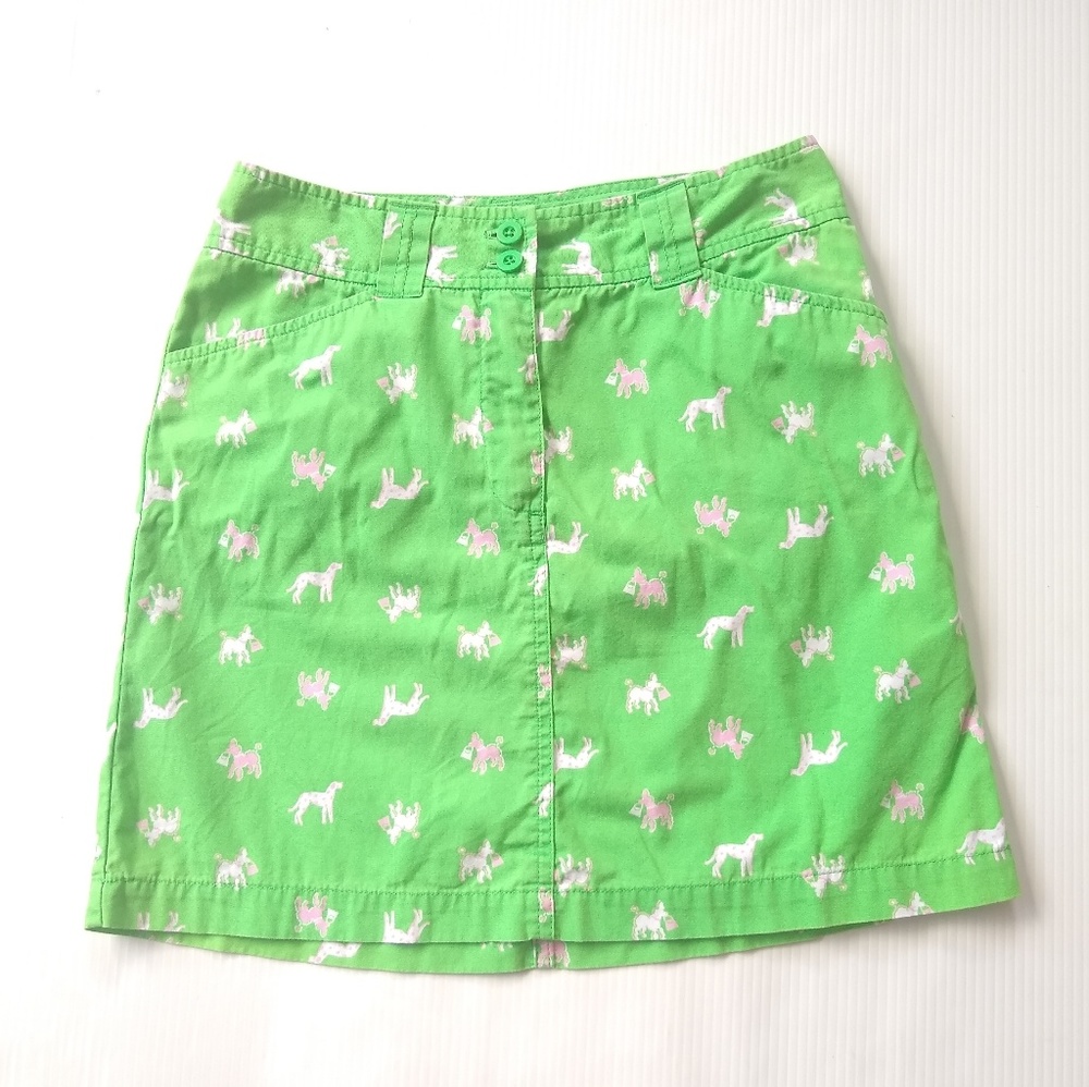 Vintage TALBOTS girls retro poodle puppy print mini skirt